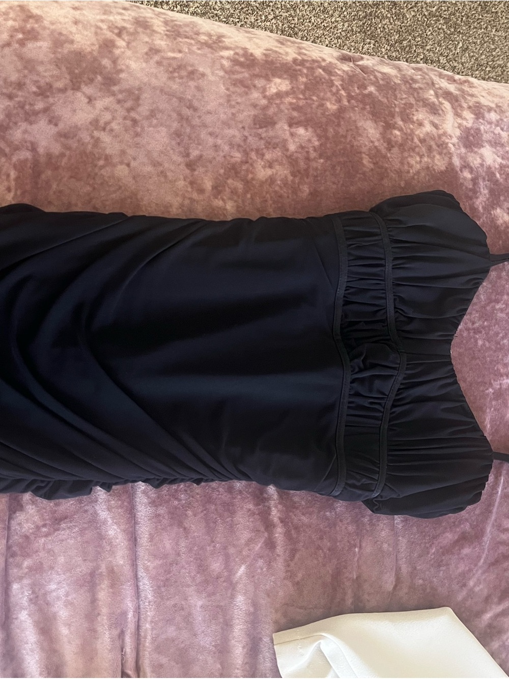 Black Ruched Strapless Evening Dress